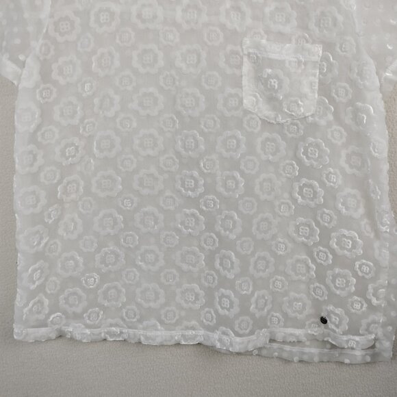 Abercrombie & Fitch White Shear Fairy Top Womens M Floral Gauzy Cottagecore Y2K - Picture 3 of 15